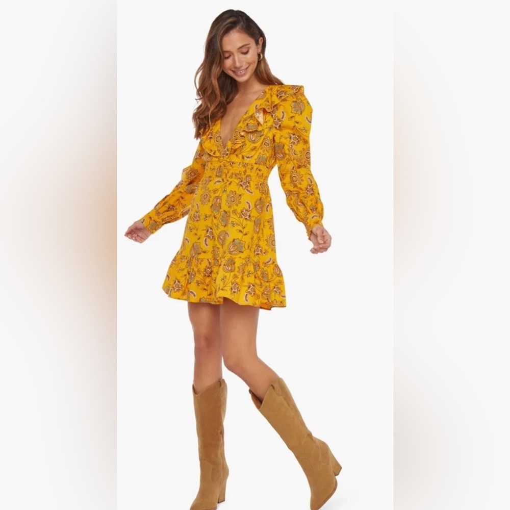 Yellow floral mini dress
